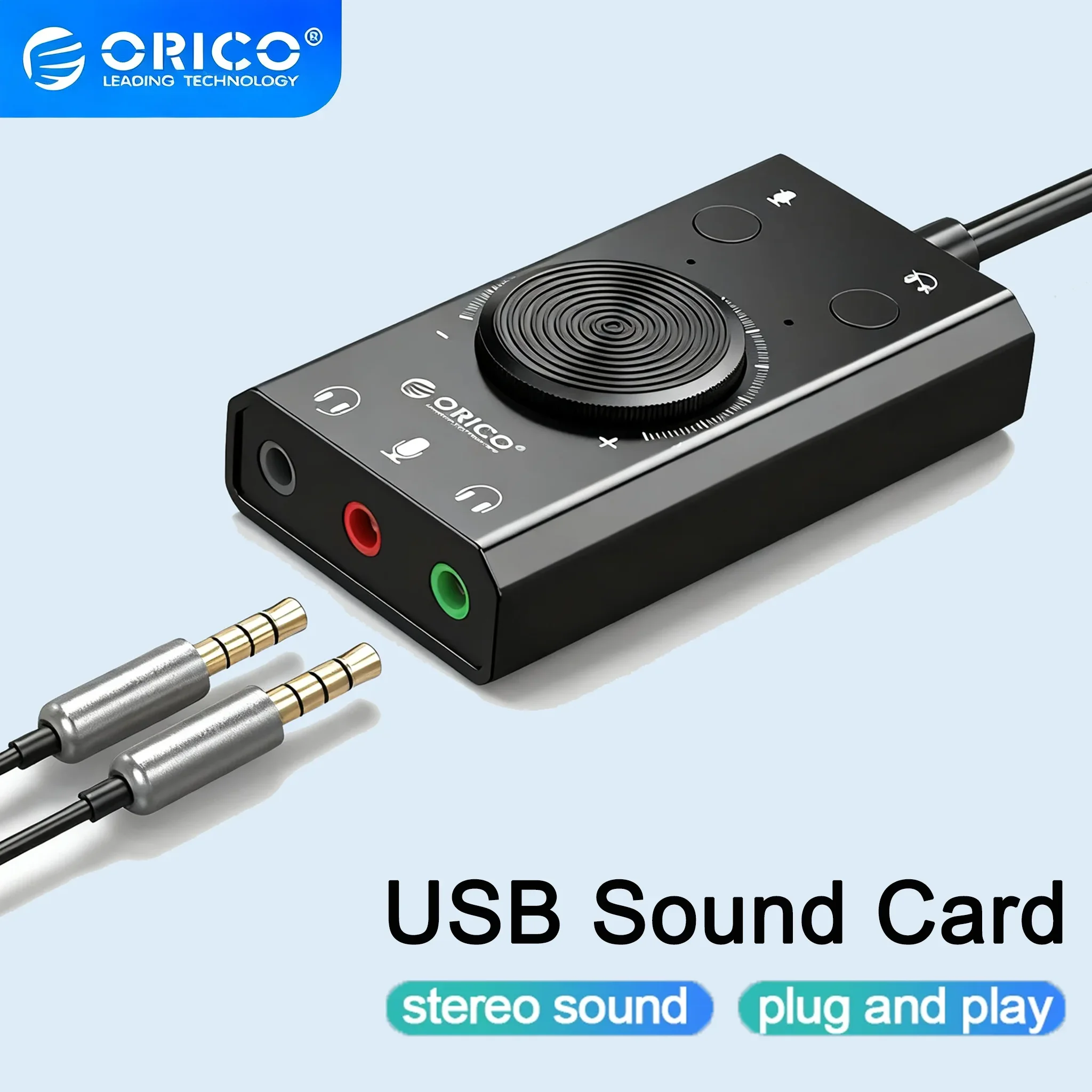Orico Sound Card USB Audio Interface External 3.5mm Microphone Audio Adapter Soundcard for PC Laptop PS4 Headset USB Sound Card