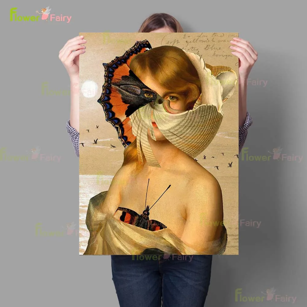 Abstract Girl Surrealism Renaissance Portrait Poster Wall Art Canvas Painting Home Decor Wall Pictures For Living Room Unframed