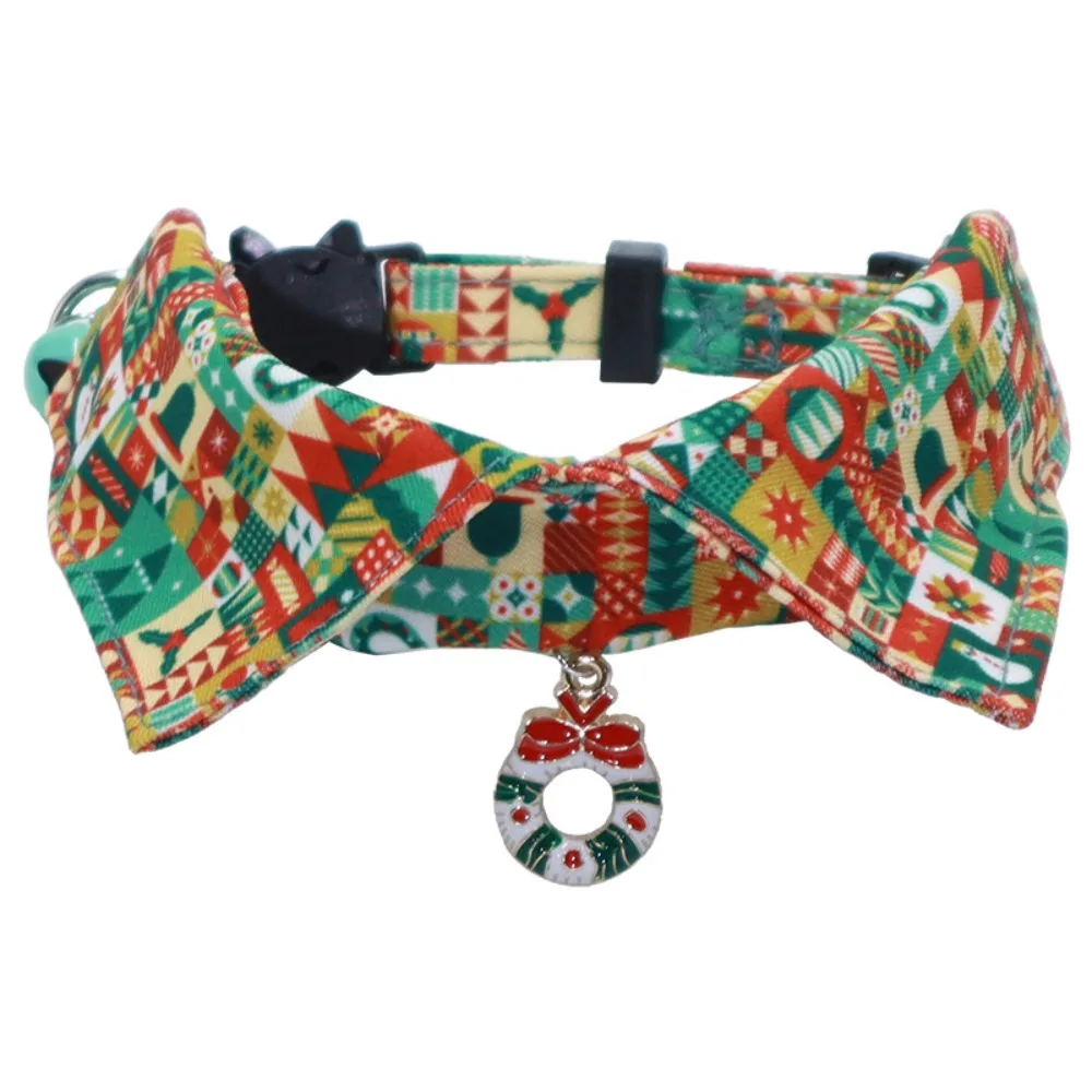 

Cute Kitten Christmas Necklace Adjustable with Bell Kitten Christmas Bow Collar Fashion Funny Kitten Saliva Towel Cats