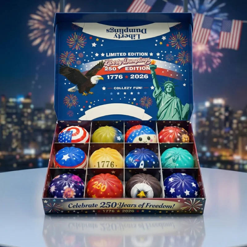 250th USA Anniversary Liberty Dumplings 12pc Gift Set 1776-2026 Eagle Statue Squishy Toy Independence Day Commemorative Gift