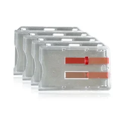 Dual Sliding Strap Working Permit Case ID Tag PC Plastic Pass Work Card Cover Sleeve Double Sided Slots Card Badge Holder