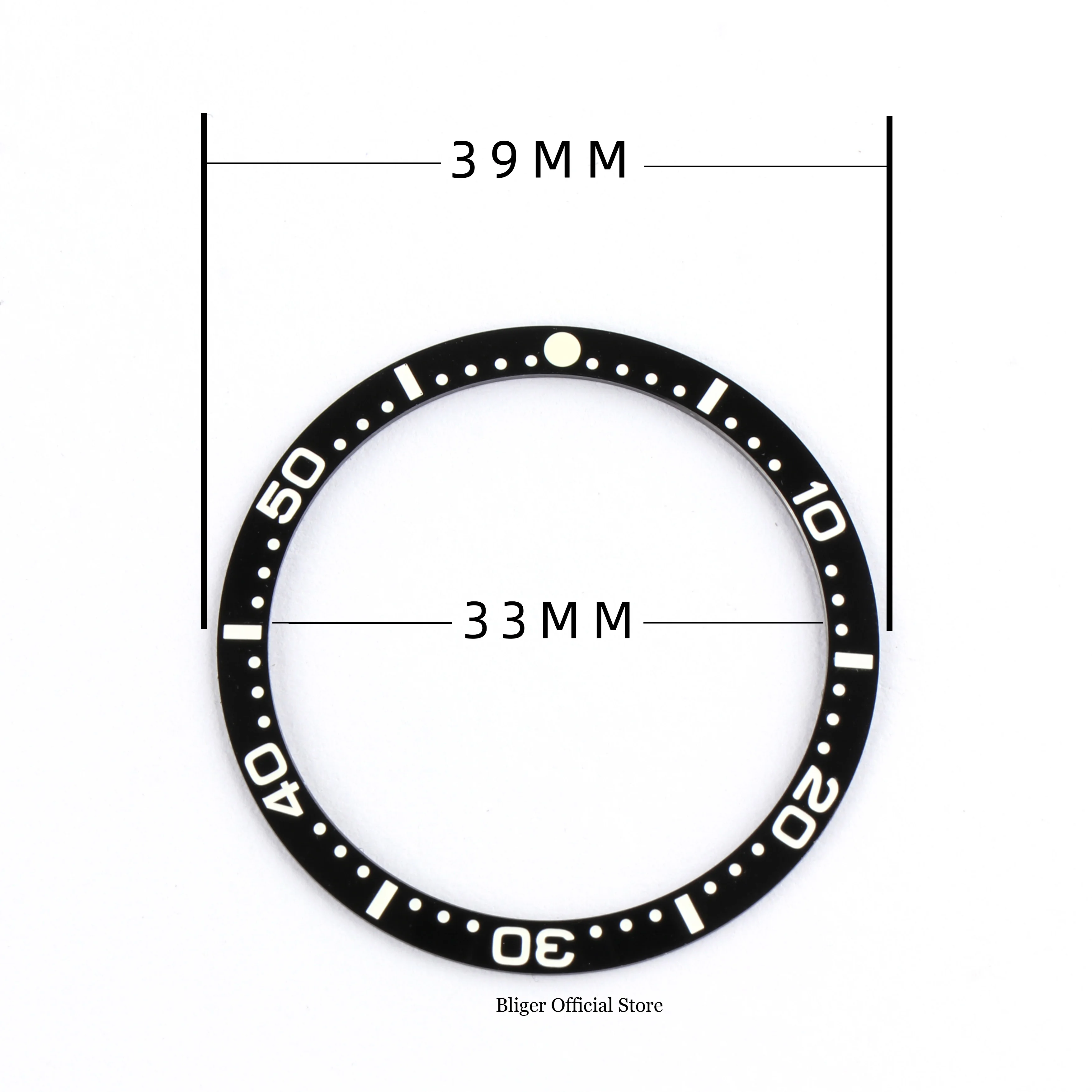 39MM Flat Ceramic Bezel Insert For 62mas Diving Automatic Watch Accessory Ring Repair Parts Blue Black Green Silver