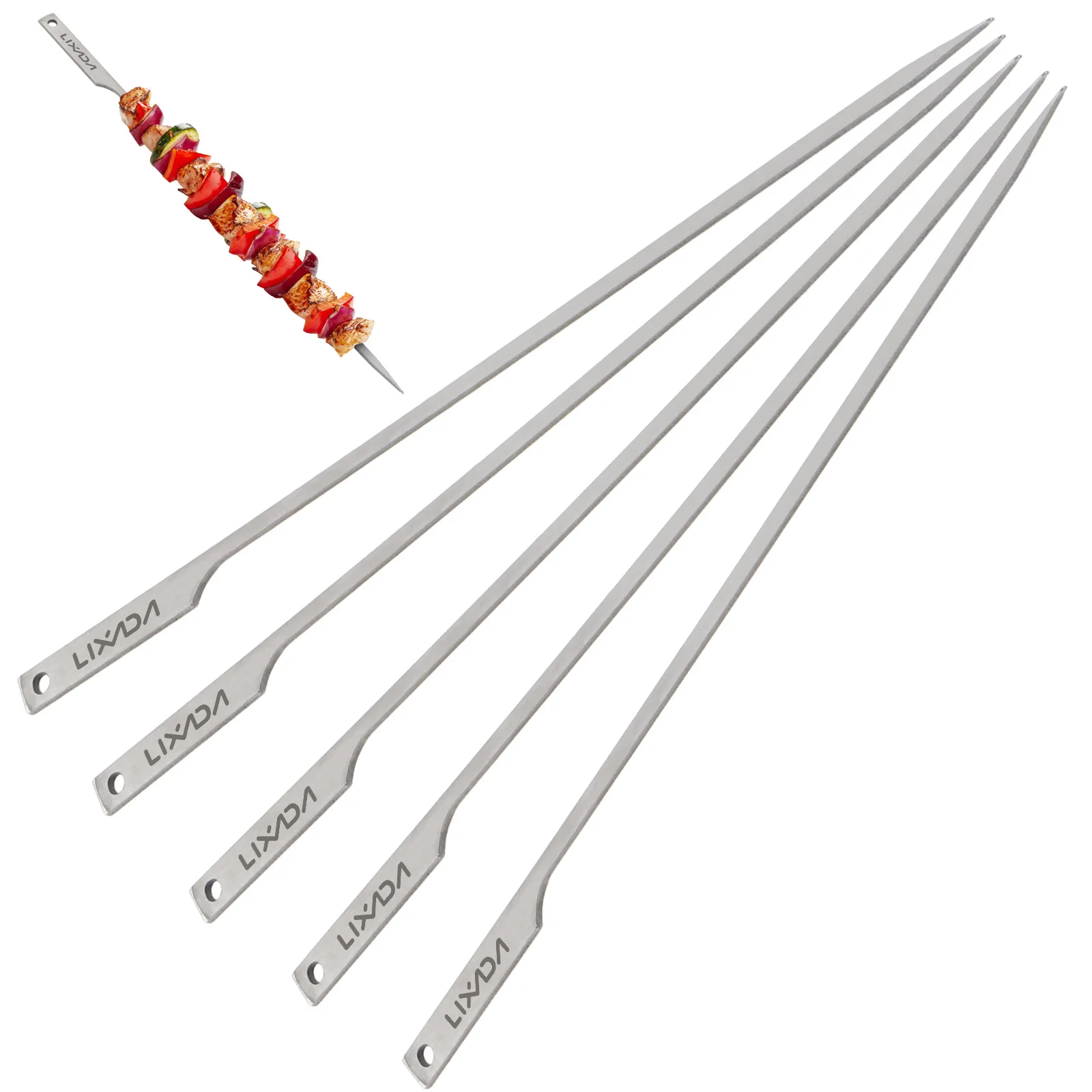 

Lixada 5pcs/10pcs 10 Inch Flat Ti Barbecue Skewers Outdoor Backyard Picnic BBQ Grilling Kabob Skewers Outdoor BBQ Sticks Skewers
