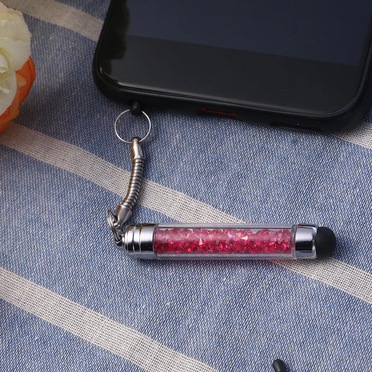 

5Pcs Mini Crystal Capacitive Touch Pen Stylus for Tablet Phone Pendant Rhinestone Glitter Luxury Writing Tool
