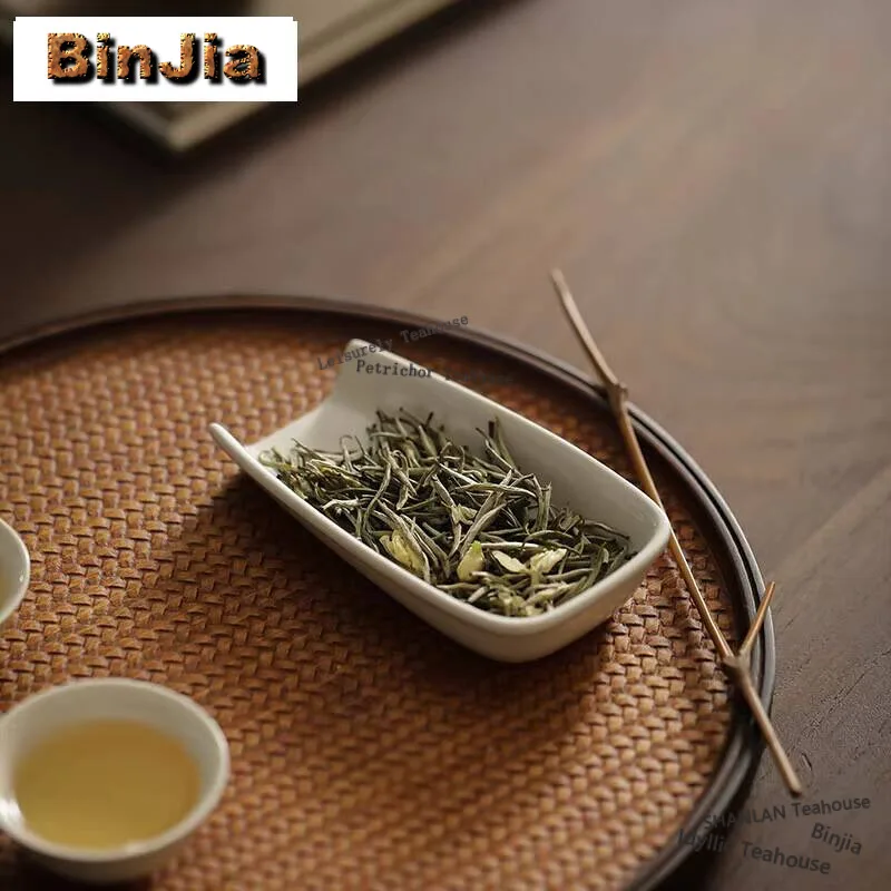 Plant Ash Flat Teaspoon Household Tea Scoop Traditional Tea Leaf Holder Shovel Chahe Awakening Tea Ladle Tableware Supplies Gift