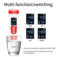 4 in 1 PH Temperature TDS EC PH Meter Digital Waterproof Water Quality PH Tester Water Purity Testing Pen For Pools Aquaculture