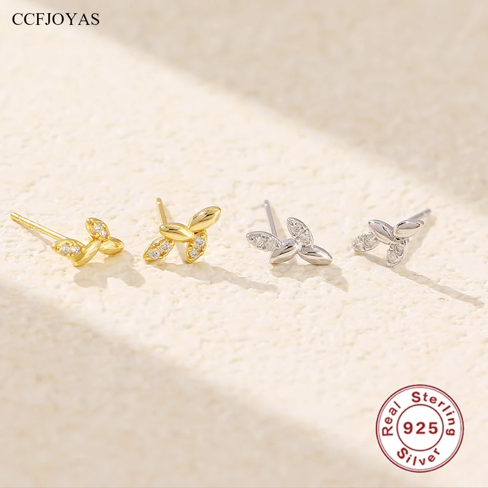 

CCFJOYAS Mini Cute Sweet Leaf 925 Sterling Silver Stud Earrings for Women Girl Small Fresh Leaf Stacked Earrings Fine Jewelry