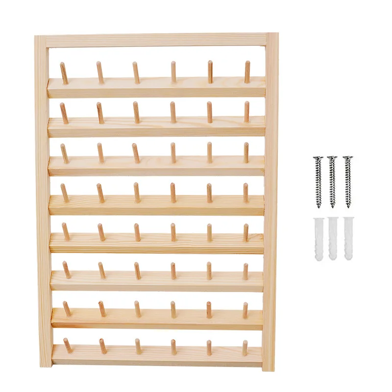 Hand-made DIY Home Spindle Rack Wall Hanging Wooden Spool Sewing Thread Rack Storage Shelf Wholesale