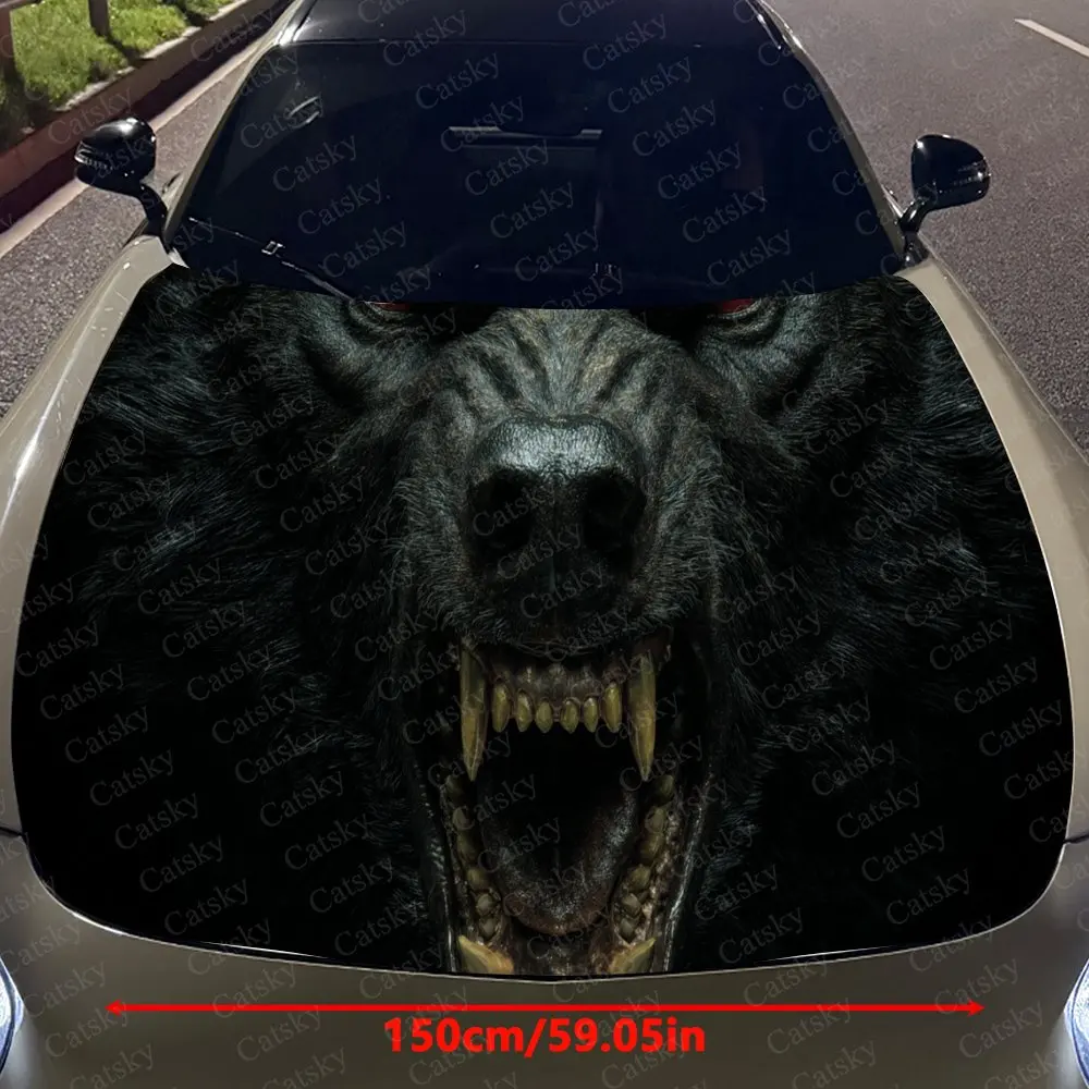 Angry Werewolf Auto Cover Sticker, Waterproof and Self-adhesive Auto Hood Decal, Auto Vinyl Wraps, Cool Car Exterior Decal, Holi