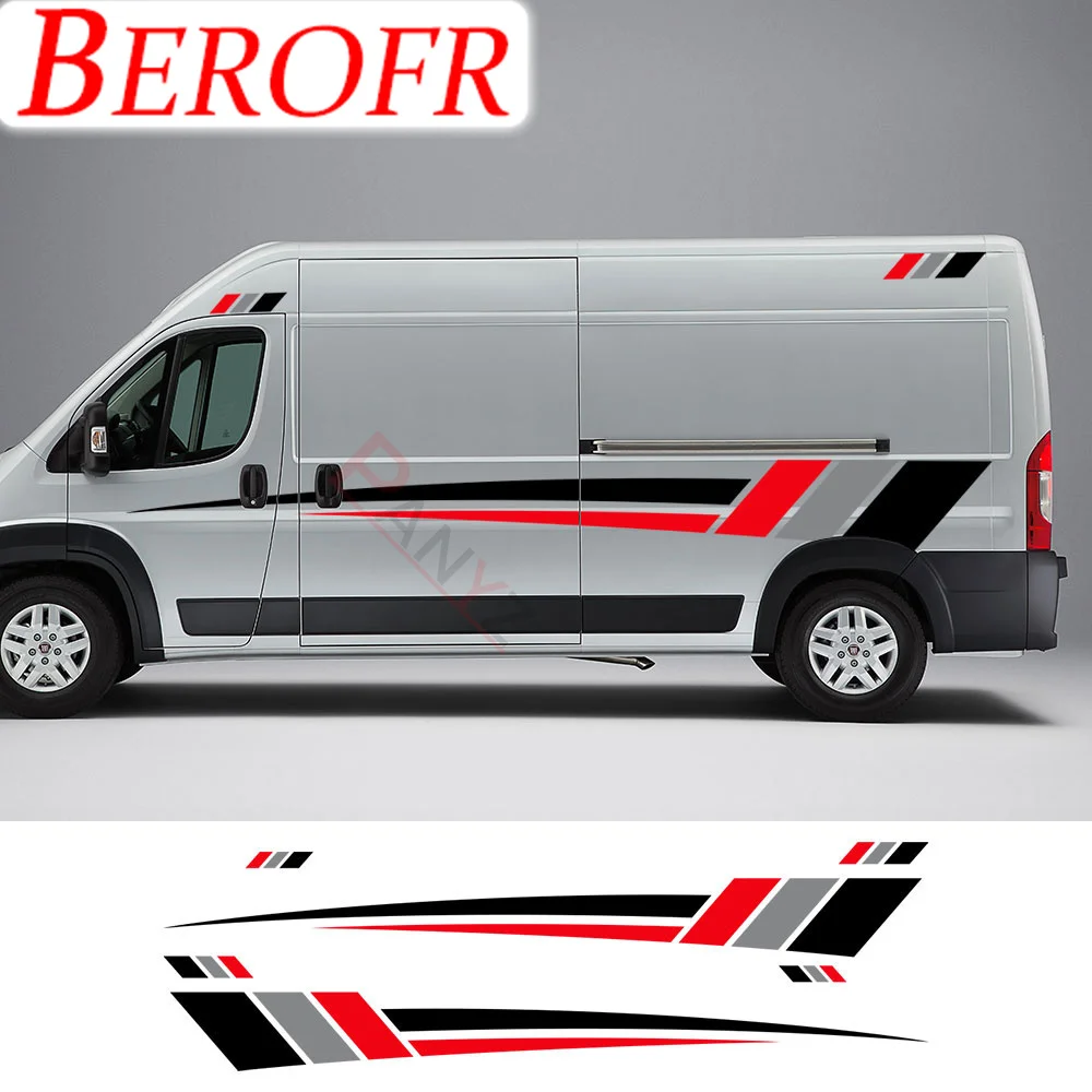 6Pcs/Lot Car Body Stickers Motorhome Stripes Graphics Decals For Peugeot Boxer Citroen Jumper Fiat Ducato Camper Van Accessories view 2