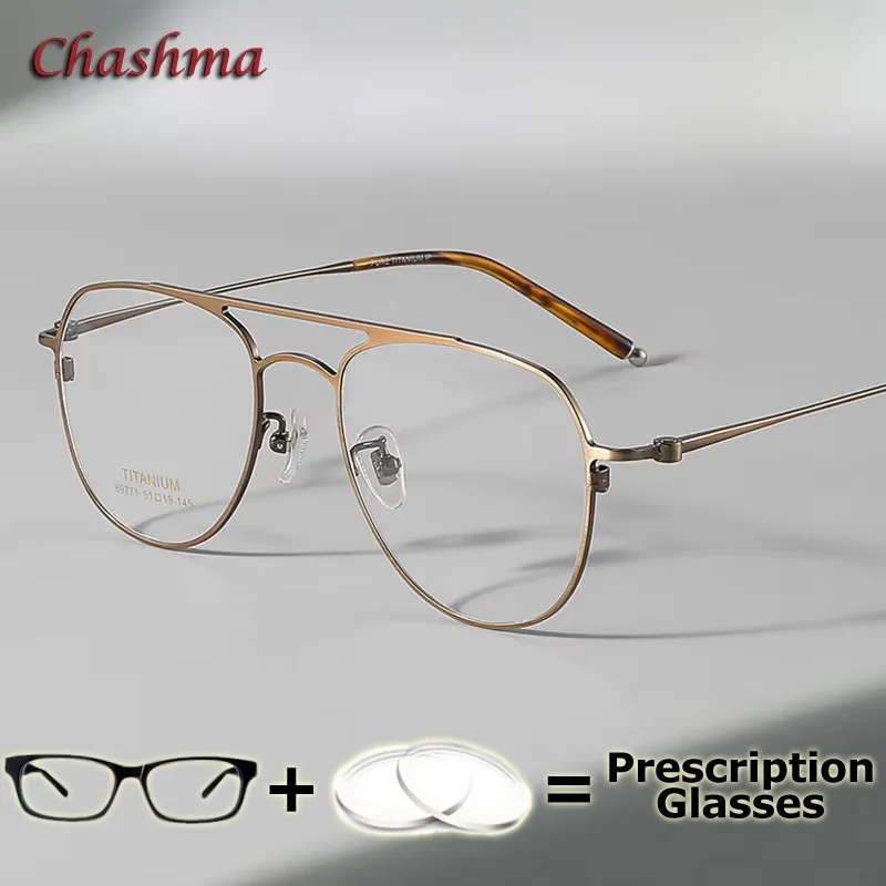 

Очки по рецепту Chashma, очки из чистого титана, анти-синие линзы для близорукости и пресбиопии, классический дизайн, мужские очки
