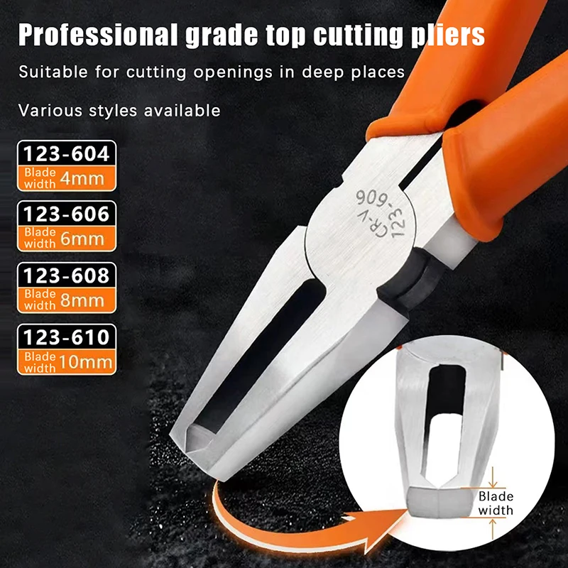 Plastic Cutting Pliers 90 Degree Double-Edged 4/6/10mm Flush Jaw CR-V Tip Cutter Cutting Electrician Hand Tools For Sprue Burrs