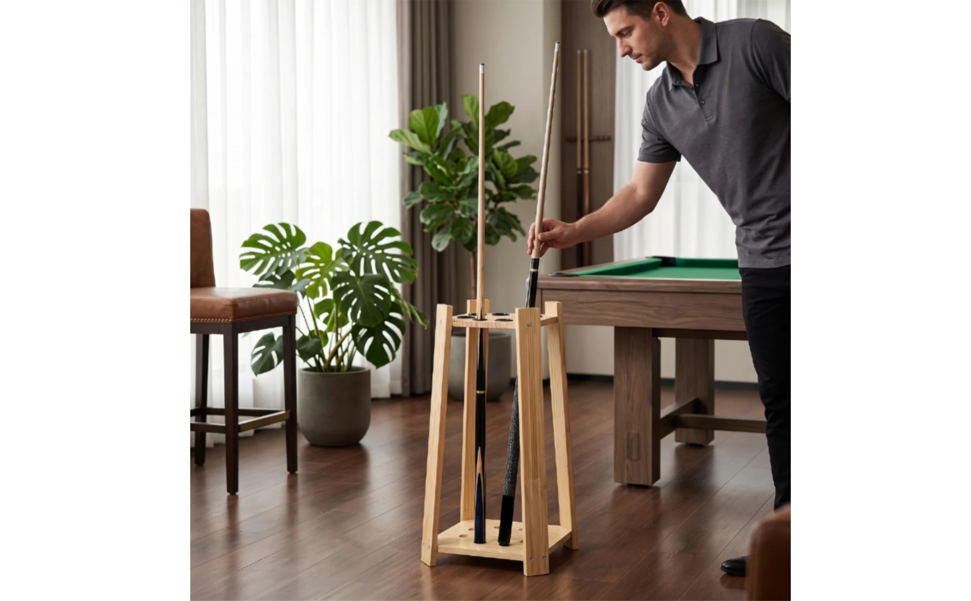 Billiard Cue Rack Solid Hardwood Pool Stick Holder Floor Stand Pool Cue Holder Stable Furniture Long-Lasting for Game Room Billiard Cue Rack Solid Hardwood Pool Stick Holder Floor Stand Pool Cue Holder Stable Furniture Long-Lasting for Game Room