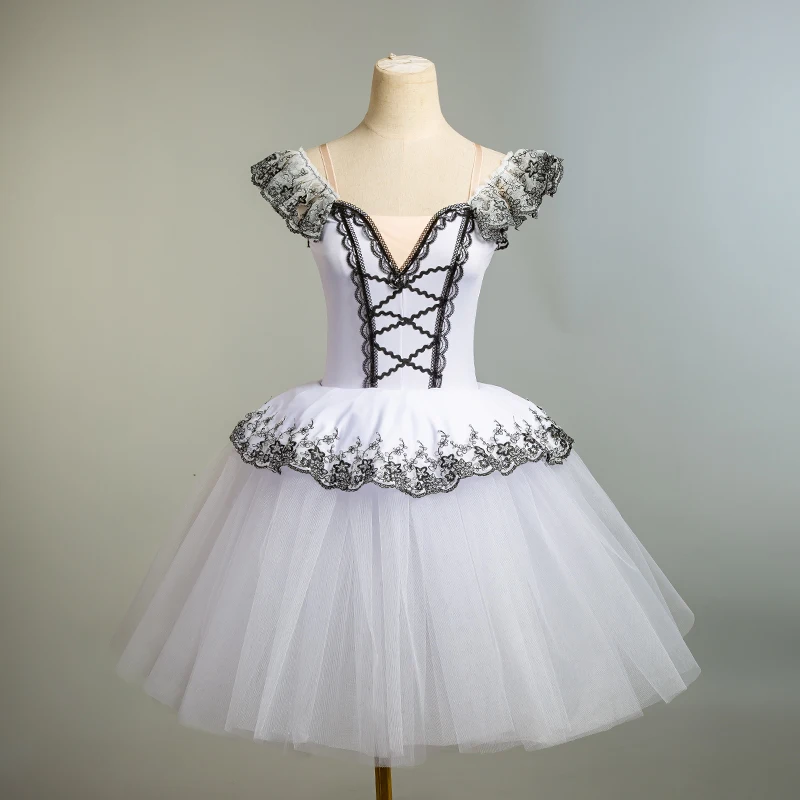 Children Professional Ballet Skirt For Girls Women White Black Swan Dance Costumes Performance Clown Tulle Long Ballet Dress