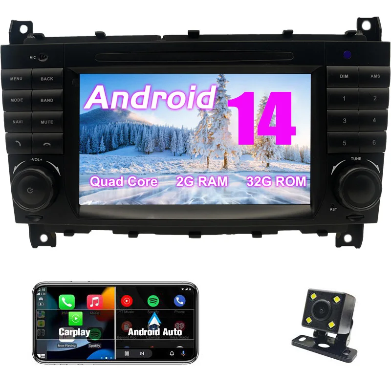 

Android car radio for Mercedes Benz C-Class W203 2004-2007 stereo screen Carplay Android Auto Bluetooth GPS Navigation FM radio