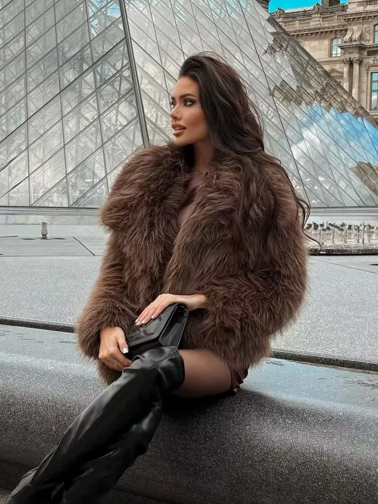 HH أنثى الشتاء أنيقة فضفاضة بدوره إلى أسفل طوق المعاطف الدافئة الصلبة طويلة الأكمام جيوب المرأة موضة جديدة معاطف قصيرة 3 اللون #5