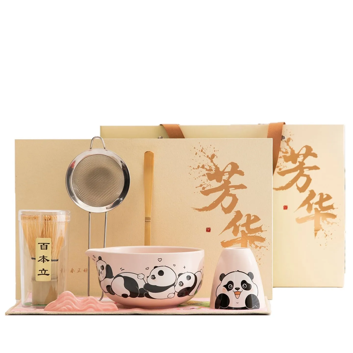 

Chawan Matcha Bowl New Japanese Panda Ceramic Tea Whisk Utensils Set Song Dynasty Gift Box