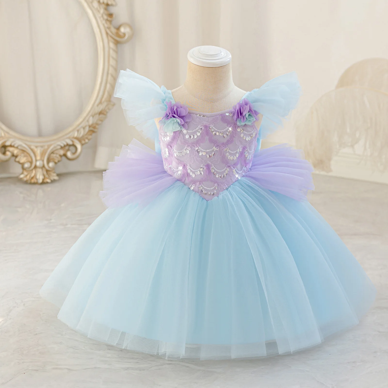 Girls princess dress birthday party dresses children sequined dress kindergarten play costume