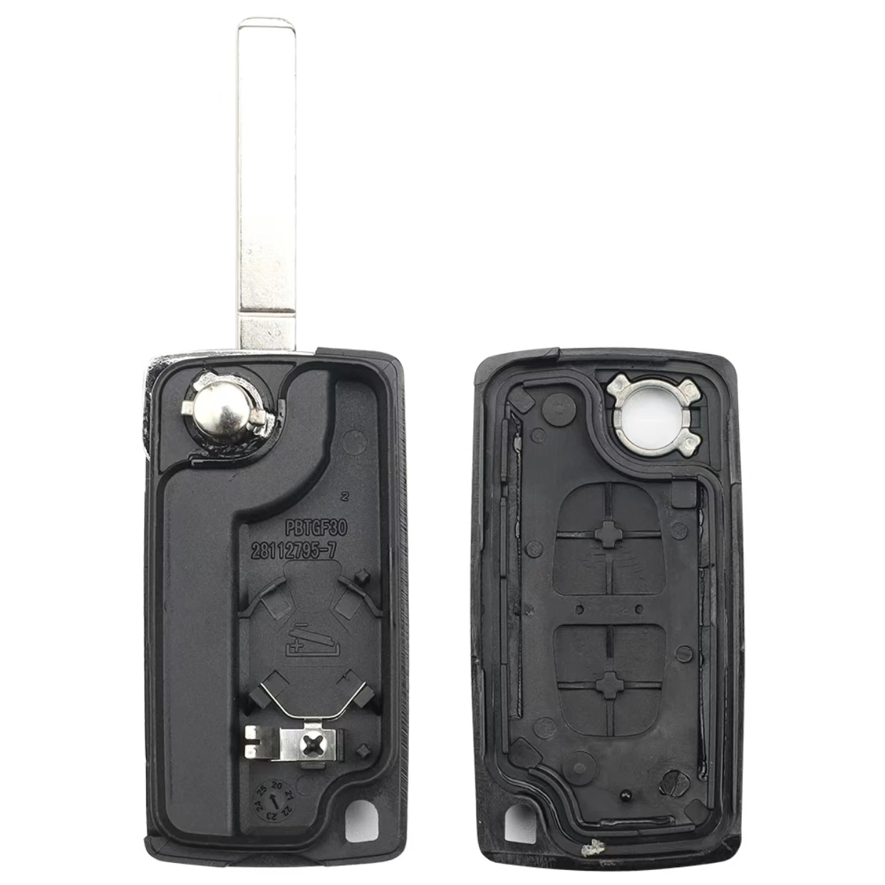 jingxin 0523/0536 Autoschlüssel-Gehäuse Ersatz 2 Tasten Klapp-Fernbedienungsgehäuse für Peugeot 307 207 308 Fernbedienungsgehäuse HU83/VA2 Klinge – Detail 6