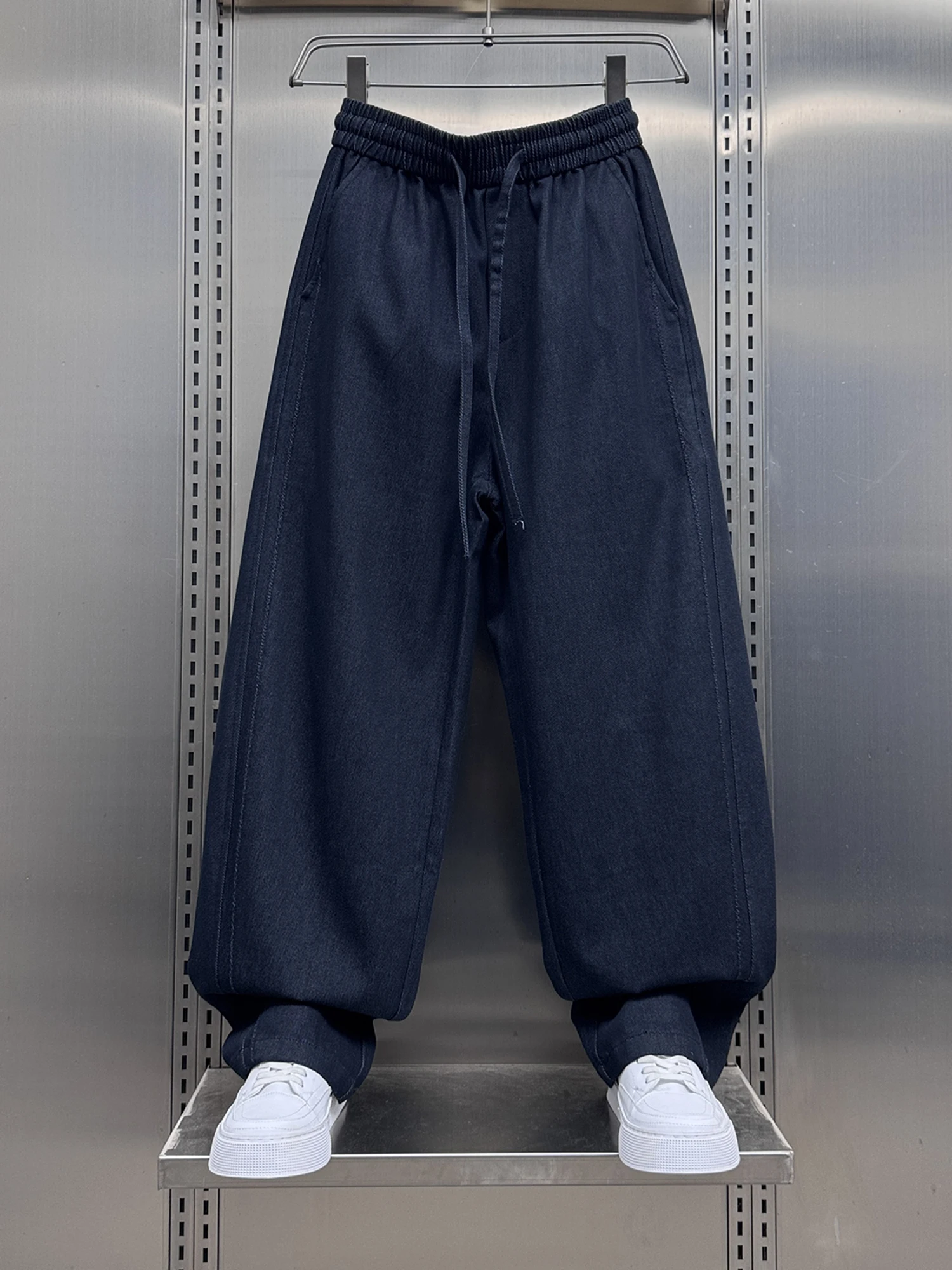 

Мужские повседневные брюки премиум-класса: свободные, комфортные, прямого кроя, с завязками, осенняя новинка, молодежные, стильные, драпирующиеся.