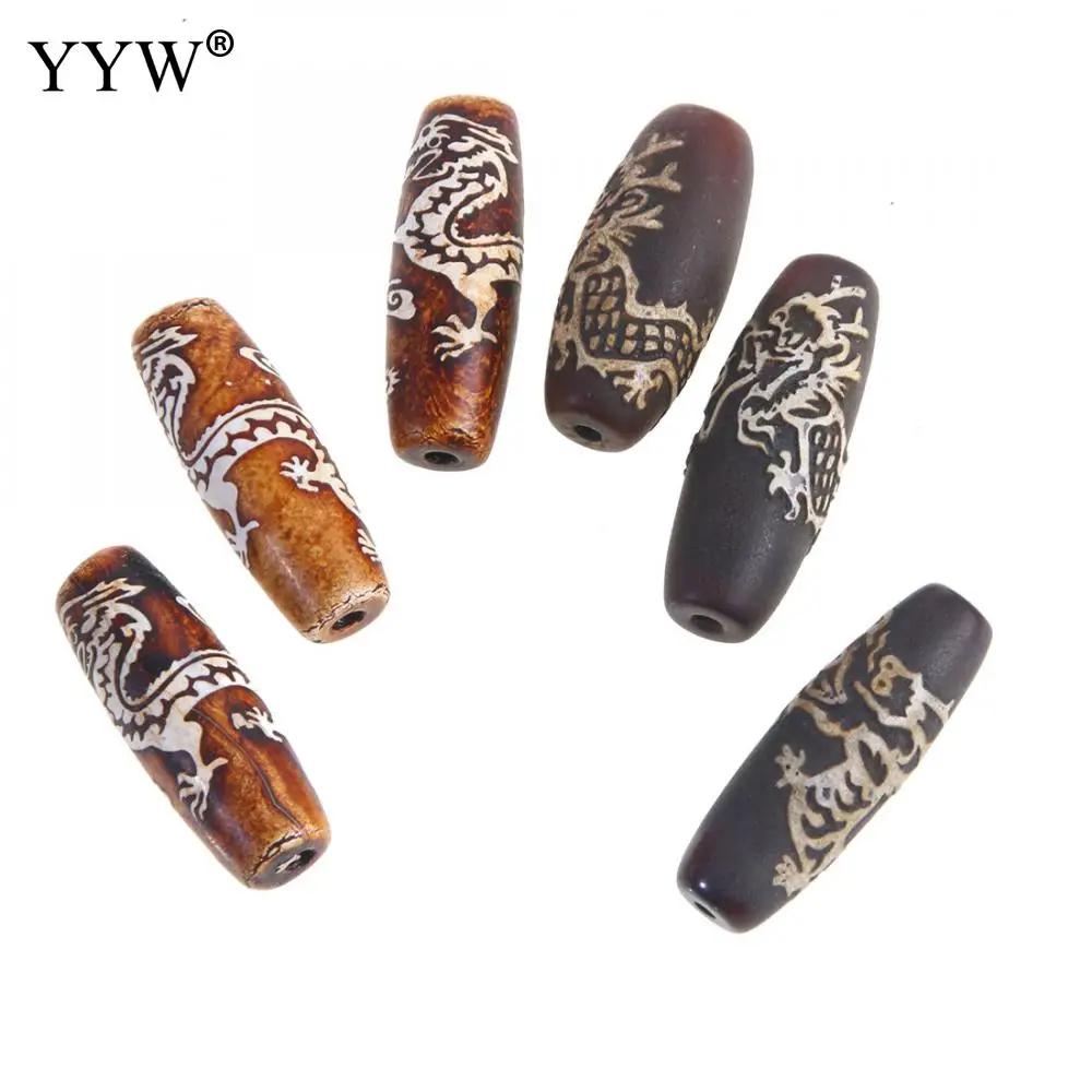 Sold By 1 Piece Dragon Pattern Natural Tibetan Agate Dzi Beads Diy  Bracelet Jewelry Accessories Making Wholesale