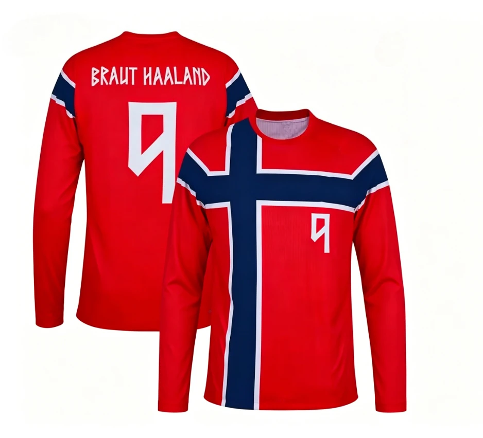 2026 new Norway round neck long sleeved T-shirt for men's casual quick drying outdoor sports fan support