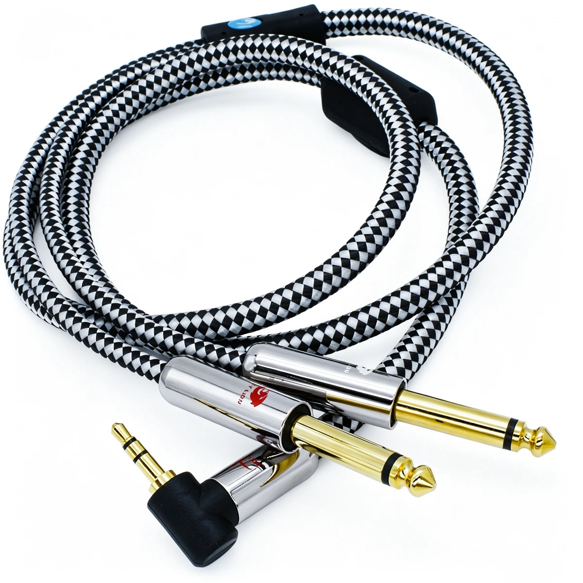Audio Cable 90 Degrees Angle 3.5mm Mini Jack to Dual 6.35 1/4 Inch TS Jack for PC Smartphone to Mixer Console AMP 1M 2M 3M 5M