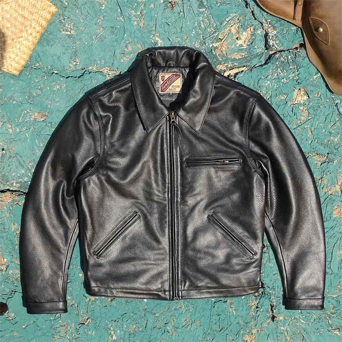 Detroit Style Genuine Top Layer Cowhide Leather Jacket Men's American Retro Workwear Loose Comfortable Leather Jacket