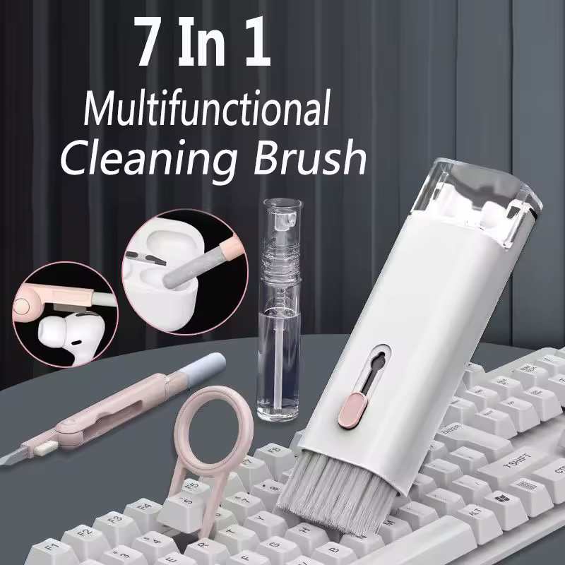 7'si 1 arada Laptop Klavye Temizleme Kiti Bilgisayar Klavye Temizleyici Fırça Kulaklık Temizleme Kalemi AirPods iPhone Klavye Tuş Çektirme Seti