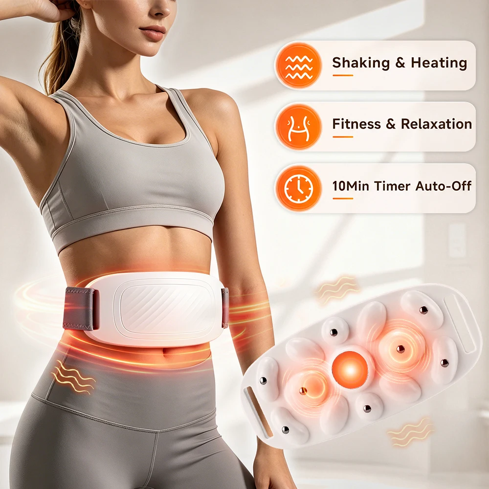 Heated Abdominal Slim Massager, Electric Waist Trainer Fat Cellulite Burner Belt, Vibration Muscle Massage Slimming Weight Loss