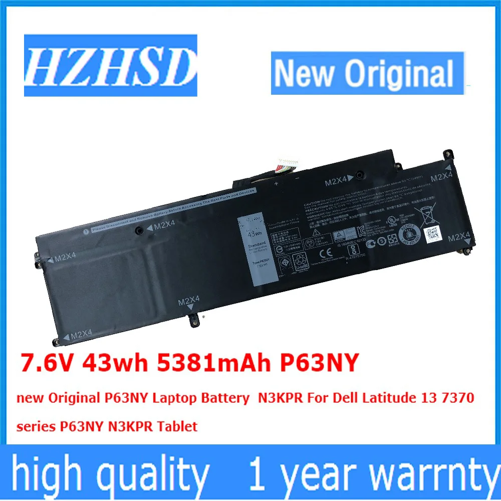 

7.6V 43wh 5381mAh P63NY 7.6V 34WH XCNR3 Laptop Battery N3KPR For Dell Latitude 13 7370 N3KPR E7370 WV7CG 0WV7CG