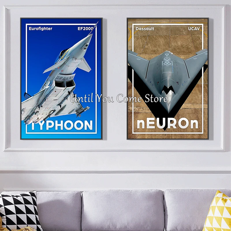 Modern Minimalist Fighter Jet Poster Print Canvas Pictures Home for Living Room and Bedroom Wall Decor Frameless Painting