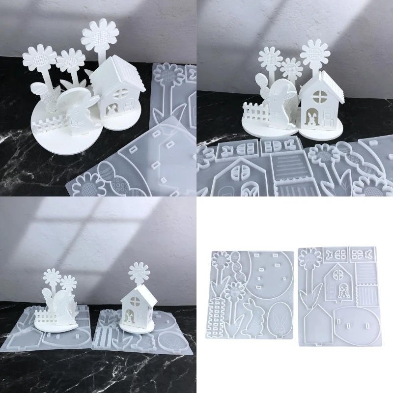 

Flexible Silicone Mould to Create Adorable Sunflower Rabbit Figurines Accessory for Home Decoration and Gifts Making Y08E