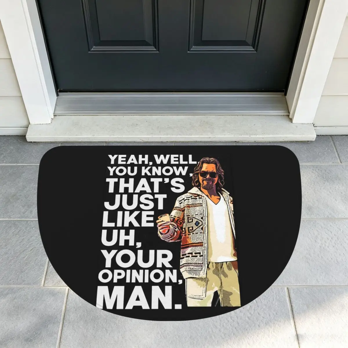 The Big Lebowski Vintage Soft Flannel Half Round Doormat Non Slip Bathroom Mat Absorbent Floor Carpet for Living Room