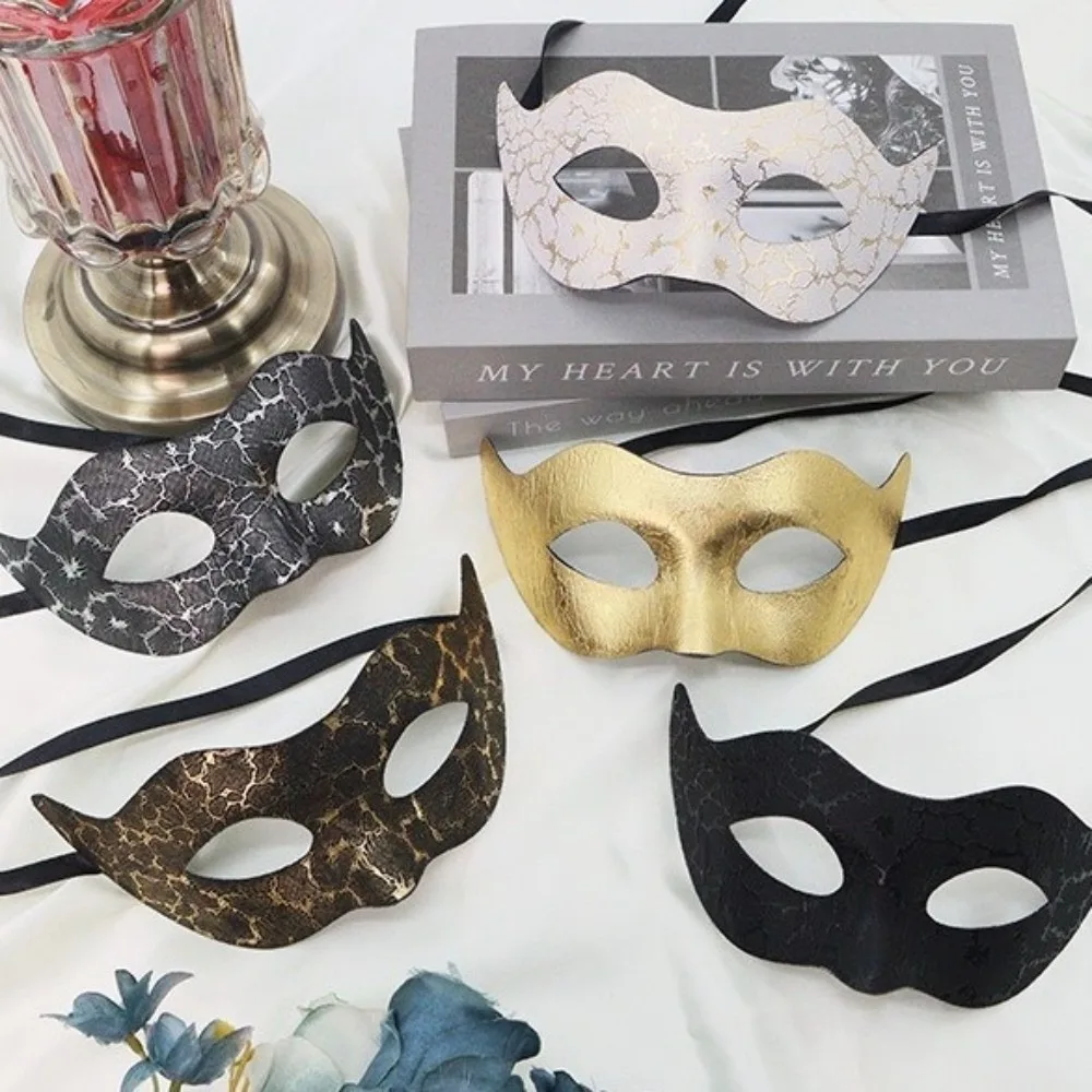 Fashion Plastic Halloween Masks Reusable Gold Jazz Mask Durable Venetian Masquerade Half Face Mask Carnival