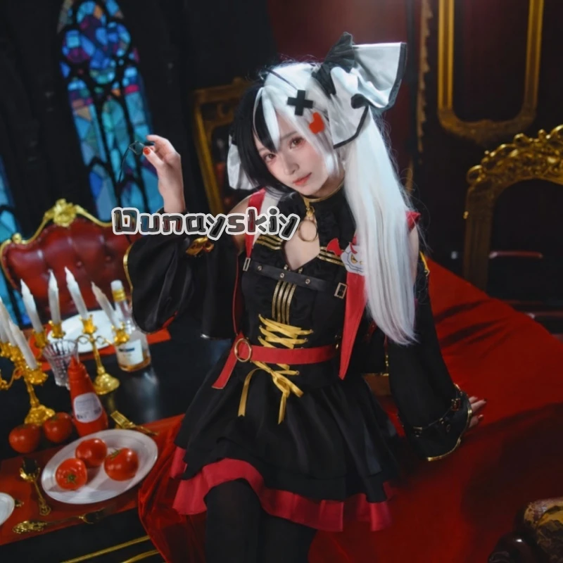 robe-longue-en-velours-fonce-a-theme-symphonie-d'or-ks-10-neverness-to-everness-requiem-avec-bordure-en-dentelle-doree-et-ourlet-a-volants-superposes-elegante