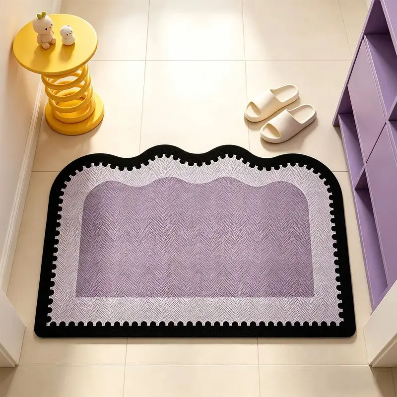VIKAMA Wave Edge Cream Funny Area Rug for Bedroom Floor Mat Cute Cartoon Cozy Plush Aesthetic Snug Washable Home Decor