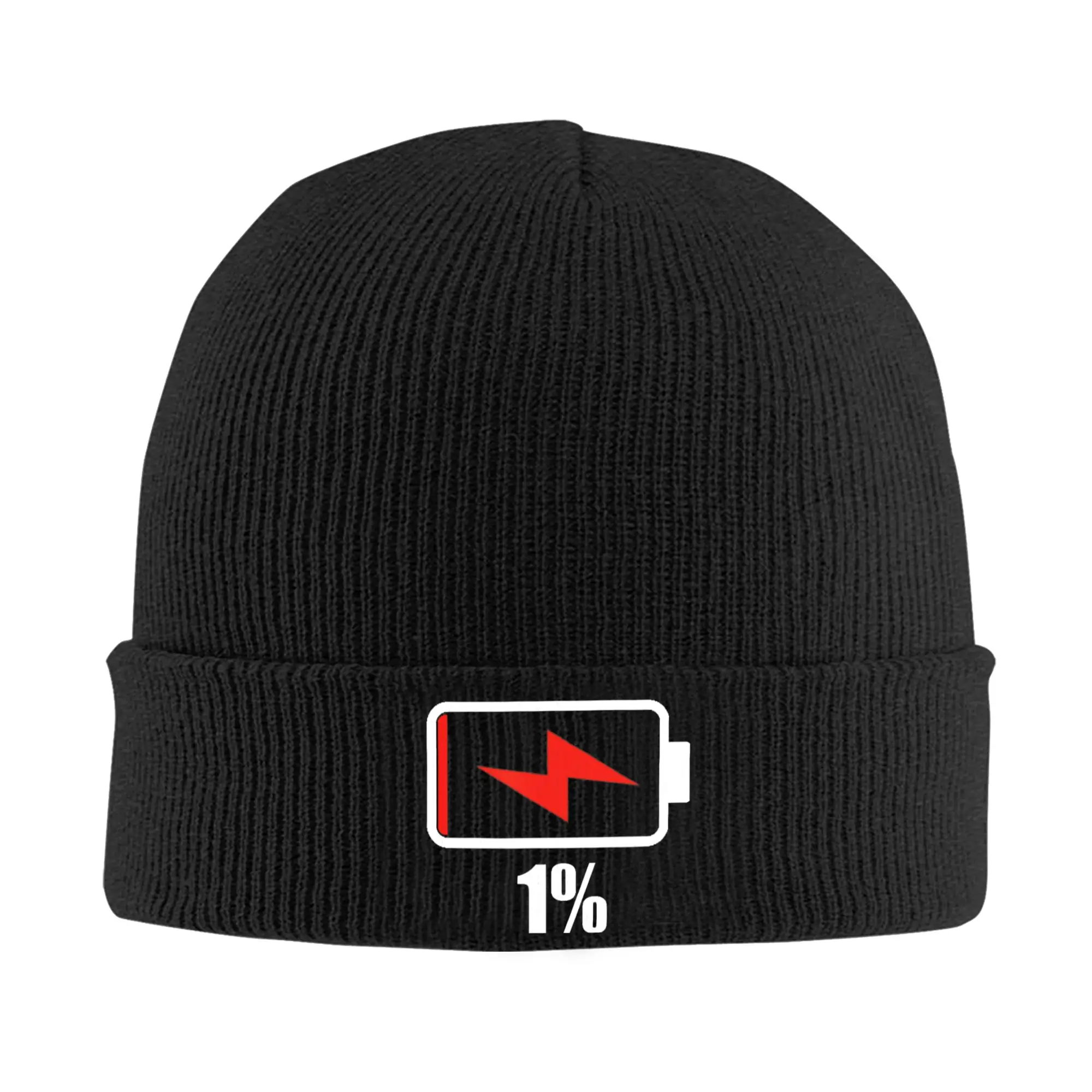 Battery 1% shirt [1% remaining] Battery Dead Beanie Hats Skullies Beanies Men Women Fashion Elastic Caps Winter Bonnet Hats