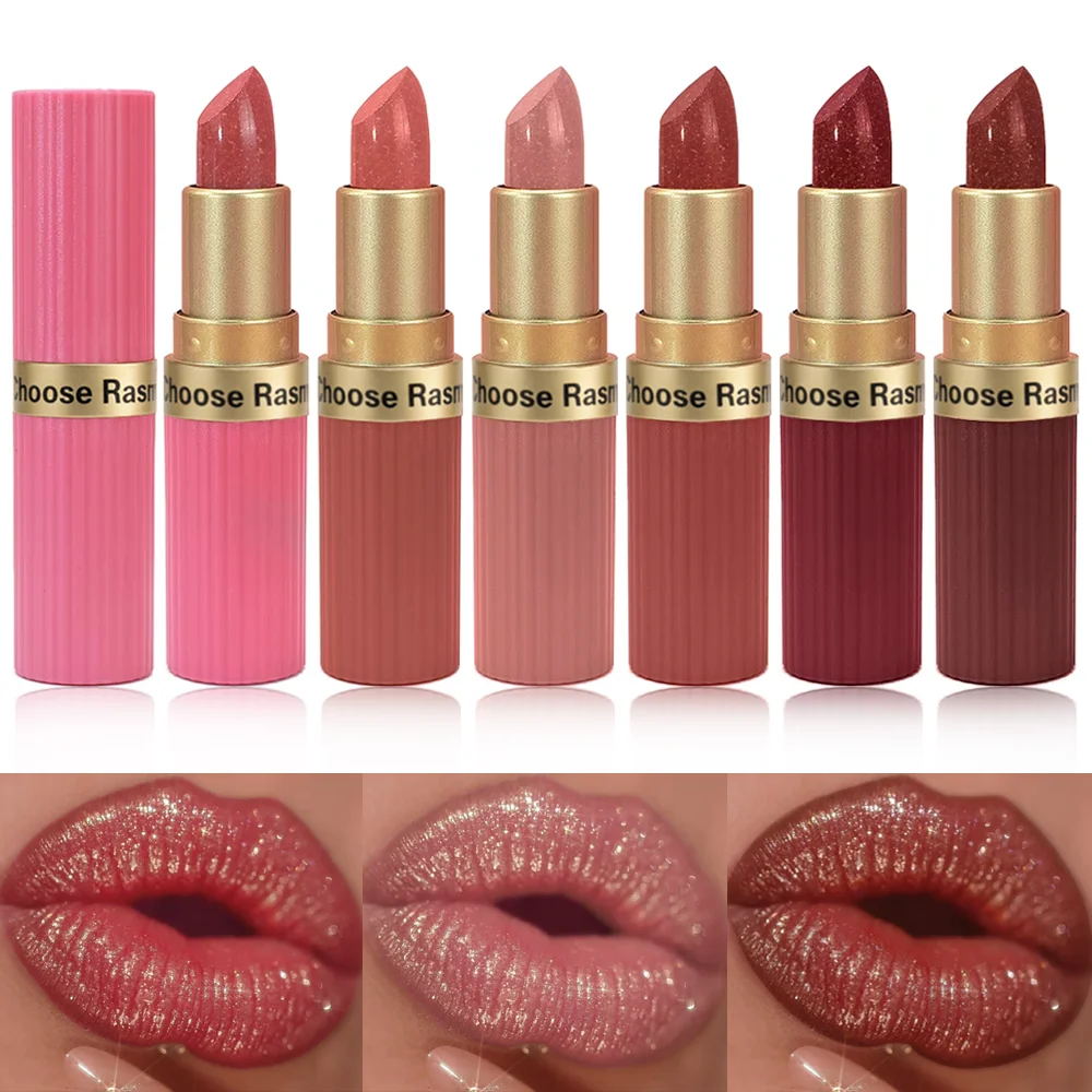 Glitter Shimmer Lipstick 6 Colors Optional Sparkling Diamond Lip Stick Moisturizing Long Lasting Waterproof Shiny Lip Makeup Cos