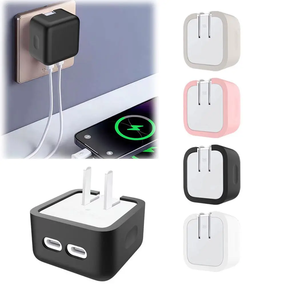 حافظة من السيليكون لشحن الرأس حافظة واقية لهاتف آيفون ماك بوك 35 وات منفذ USB-C مزدوج محول طاقة صغير ملحقات مضادة للسقوط #2