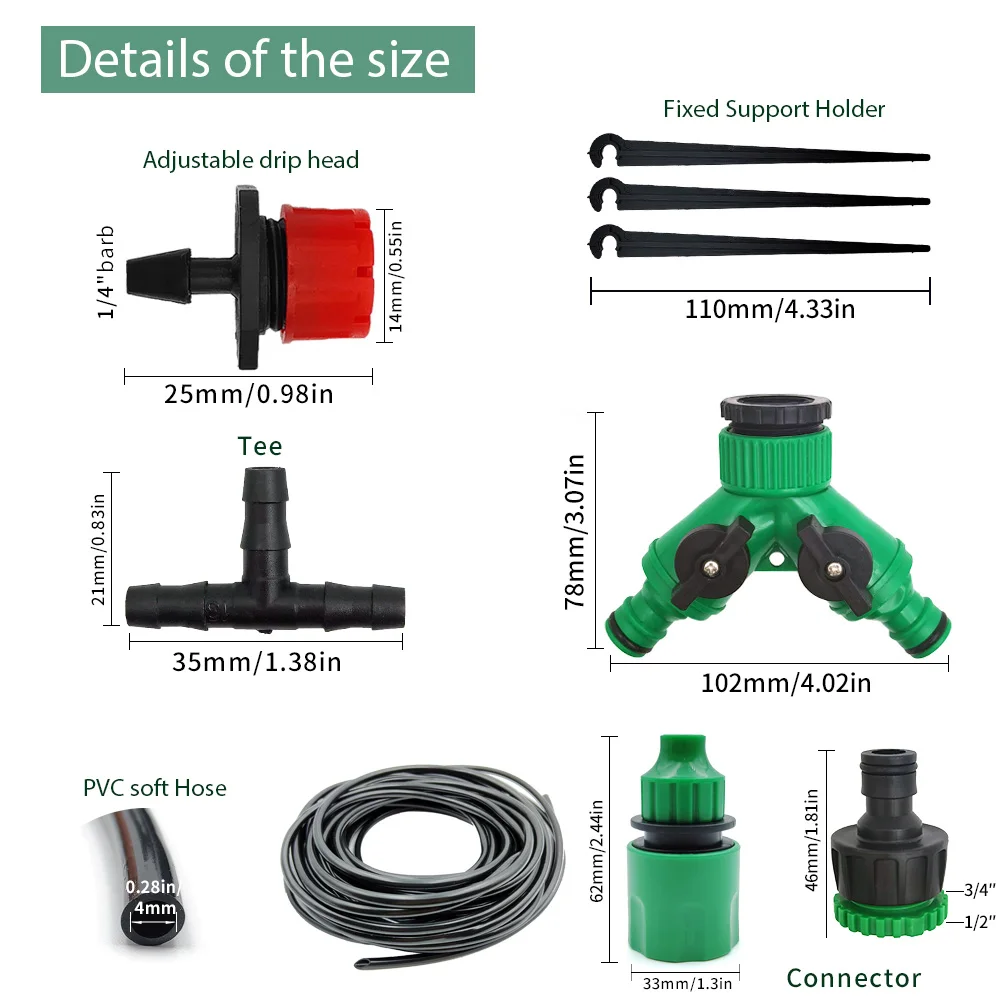 Serra 15M-30M sistema di irrigazione a goccia fai da te irrigazione automatica tubo da giardino Micro kit di irrigazione a goccia con gocciolatori