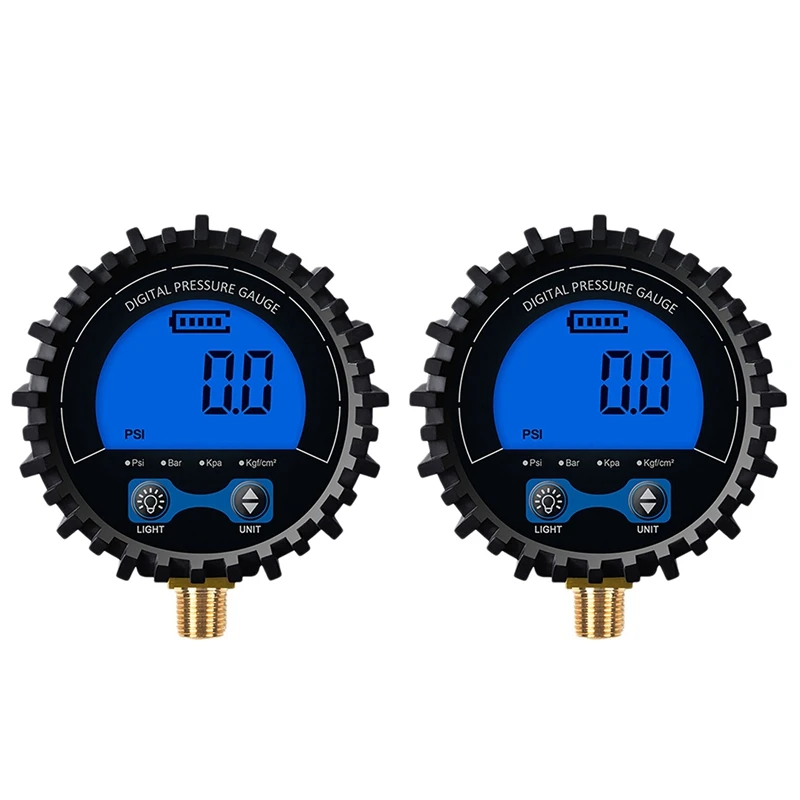 2X Tire Pressure Gauge Digital Tire Tester Display Air Pressure Manometer Quick Connect Coupler Thread 1/8