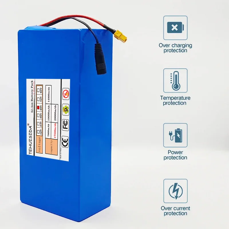48 فولت 17.5Ah 18650 بطارية ليثيوم 13S5P حزمة المدمج في BMS ذكي للآلات الكهربائية 500-1000 واط