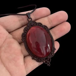 Gothic Blood Cameo Necklace Women Man Fashion Pagan Witch Jewelry Accessories Gift Alternative Vampire Relief Rope Chain Choker