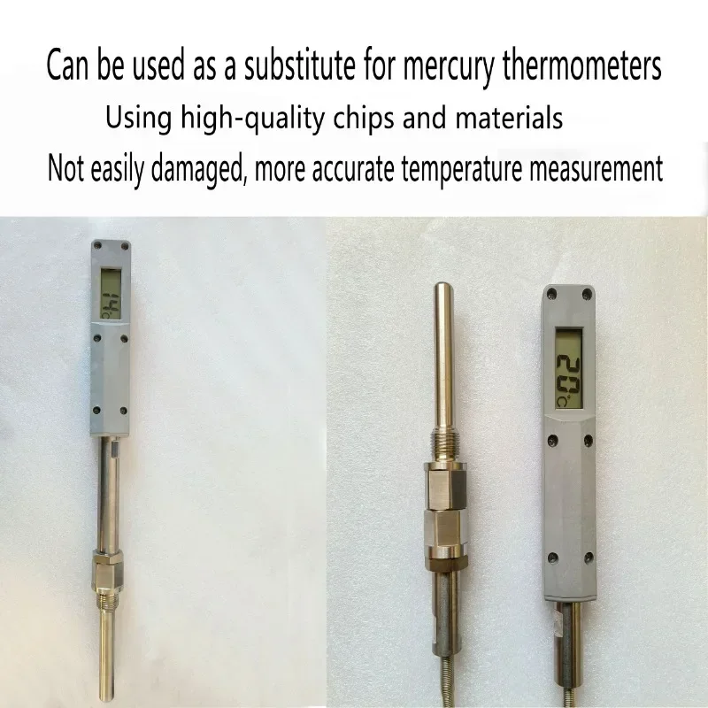 Industrial high-temperature resistant digital display exhaust temperature gauge, pipeline, marine accessory with probe rod