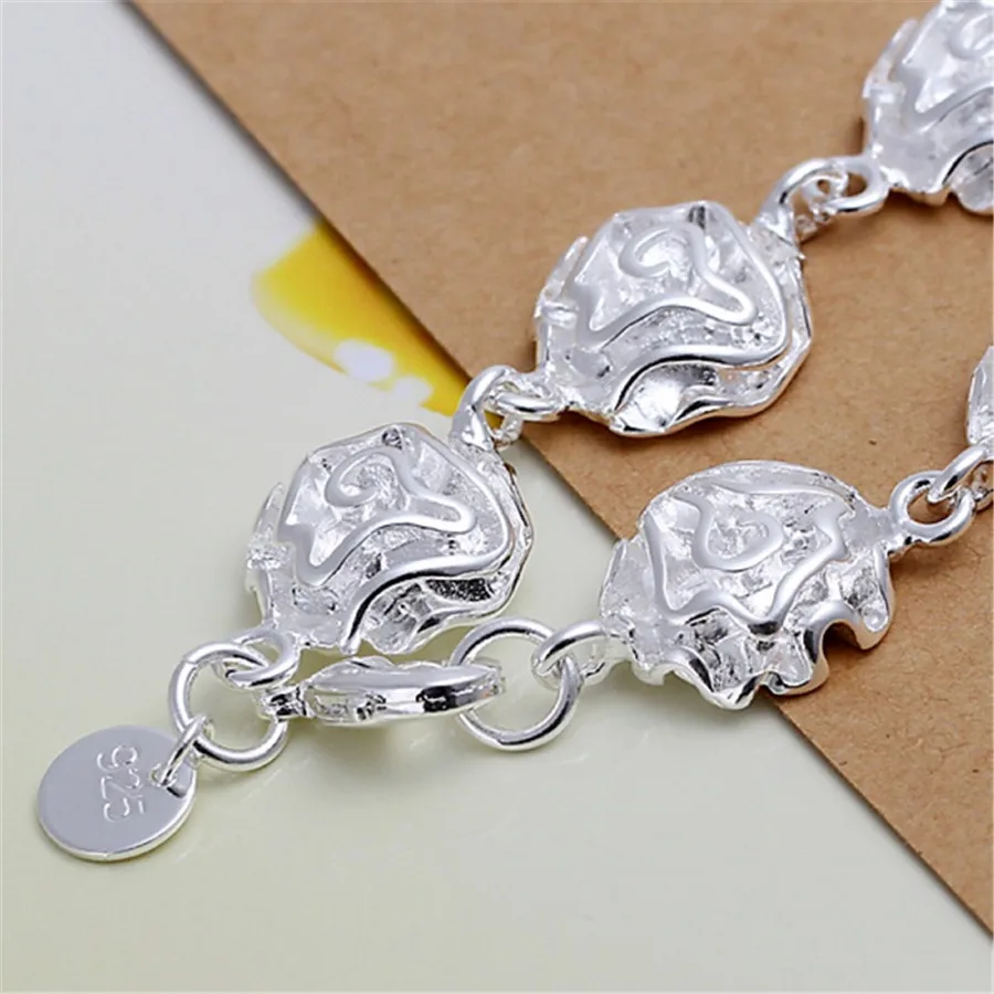 Beautiful Roses 925 Sterling Silver Bracelets New Listings High 925quality Fashion Jewelry Christmas Gifts