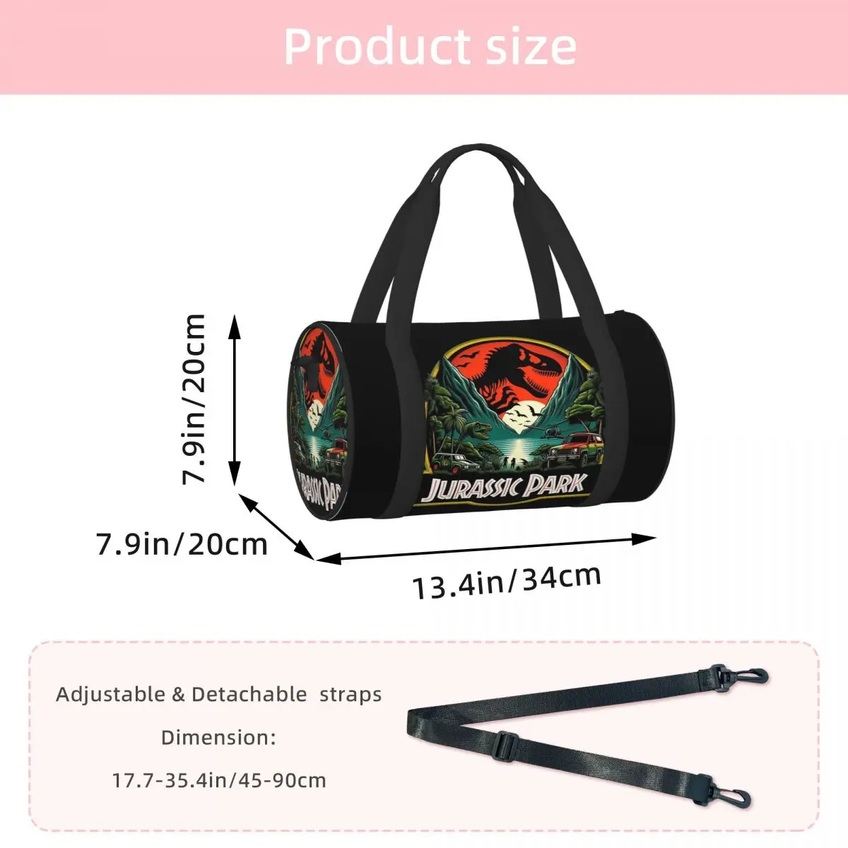Jurassic World Logo Dinosaur Movie Luggage Bag Multi-Functional Duffle Tote Bag Handbags Gym Bags Fitness Bag for Boys Girls