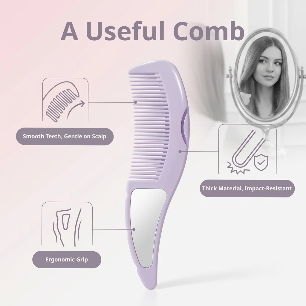 Ladies' Portable Oil Removal Energy Comb Hollow Hair Design with Oil Removal Particles Massage Comb for Hair Loss Prevention