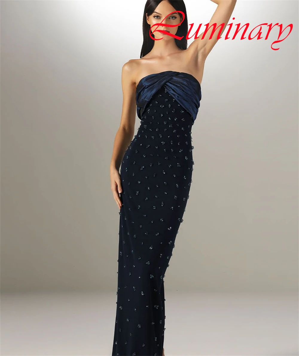 Robe de soirée sans bretelles en Jersey de luxe personnalisée, robe de bal classique sans manches, tempérament, traîne de balayage, robes d'occasion spéciale