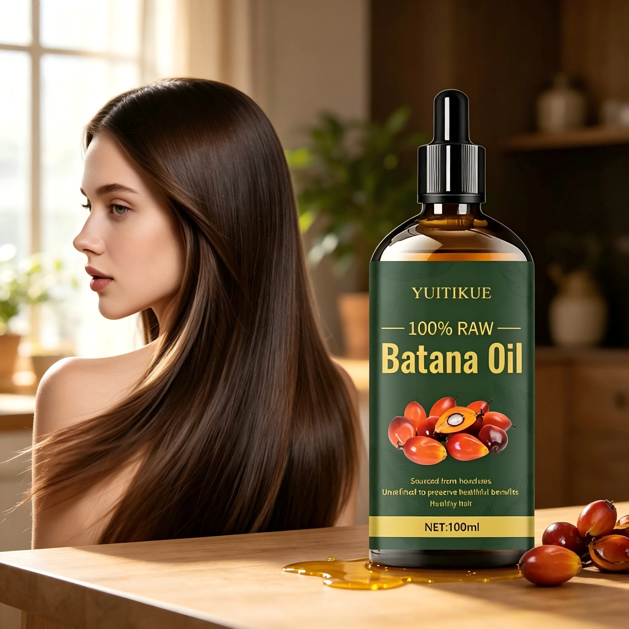Honduran Raw Batana Hair Oil 100ml Natural Unrefined Formula Hydrate Dry Hair Reduce Breakage Repair Damaged Hair Care Serum